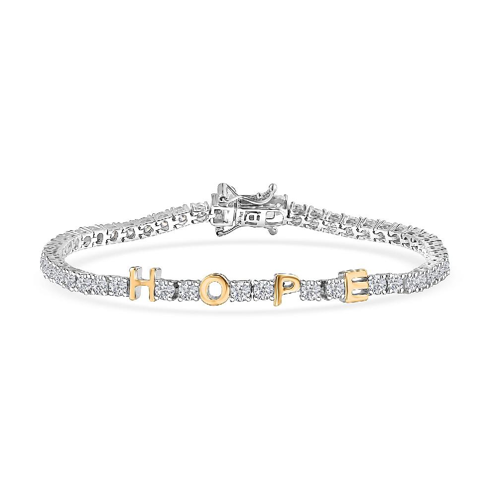 shop lc D'Joy Moissanite 5.35 ctw HOPE Bracelet in 14K YG and Rhodium Over Sterling Silver (7.25 In)