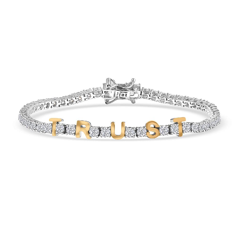 shop lc D'Joy Moissanite 5.40 ctw TRUST Bracelet in 14K YG and Rhodium Over Sterling Silver (7.25 In)