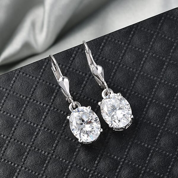 Shop Lc D'Joy Moissanite 5.60 Ctw Eternal Solitaire Earrings In Rhodium Over Sterling Silver