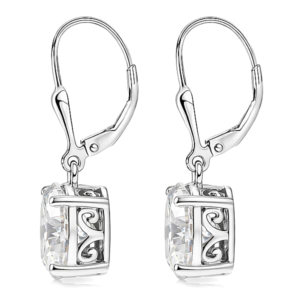Shop Lc D'Joy Moissanite 5.60 Ctw Eternal Solitaire Earrings In Rhodium Over Sterling Silver