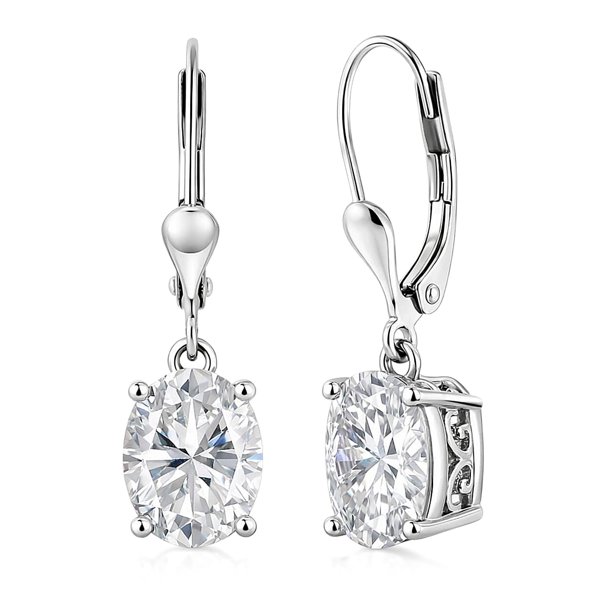 shop lc D'Joy Moissanite 5.60 ctw Eternal Solitaire Earrings in Rhodium Over Sterling Silver
