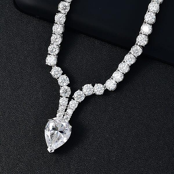 Shop Lc D'Joy Moissanite 50.50 Ctw Necklace In Rhodium Over Sterling Silver 18 Inches