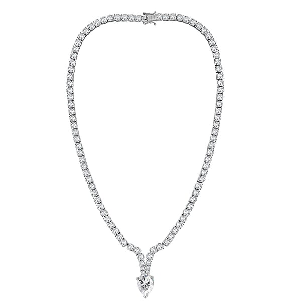 Shop Lc D'Joy Moissanite 50.50 Ctw Necklace In Rhodium Over Sterling Silver 18 Inches