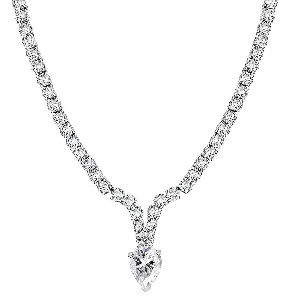 shop lc D'Joy Moissanite 50.50 ctw Necklace in Rhodium Over Sterling Silver 18 Inches