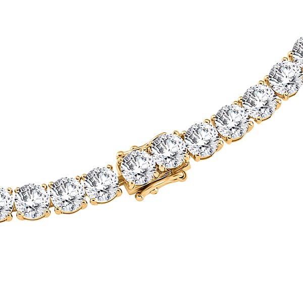 Shop Lc D'Joy Moissanite 60.00 Ctw Celebrity Glam Tear Drop Necklace In 18K Vermeil Yellow Gold Over Sterling Silver 18 Inches