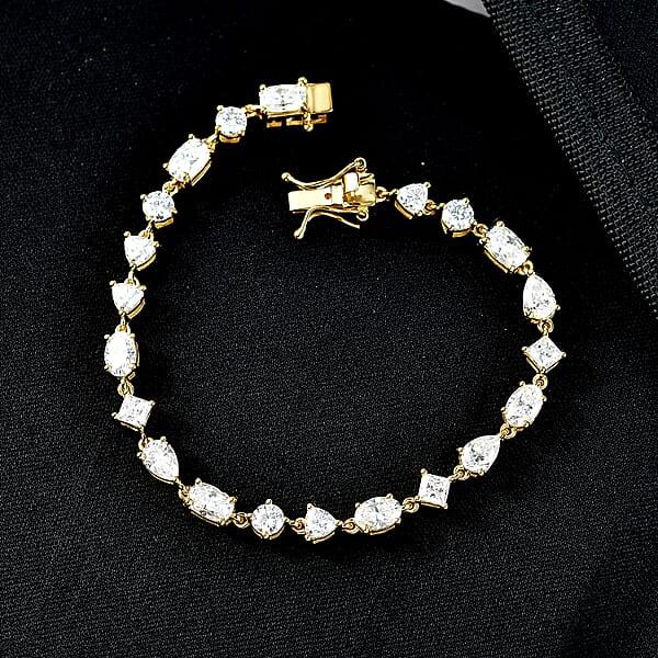 Shop Lc D'Joy Moissanite 8.15 Ctw Cascading Droplets Bracelet In 18K Vermeil Yellow Gold Over Sterling Silver (7.25 In)