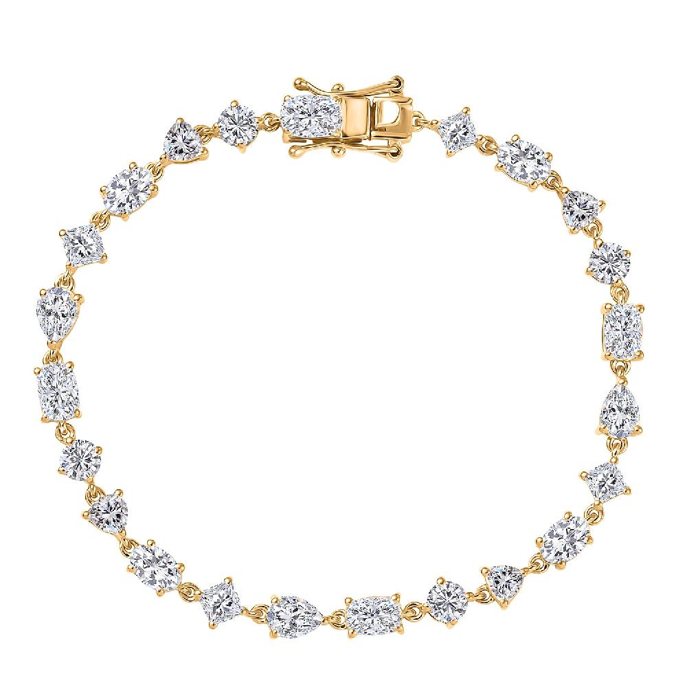 shop lc D'Joy Moissanite 8.15 ctw Cascading Droplets Bracelet in 18K Vermeil Yellow Gold Over Sterling Silver (7.25 In)