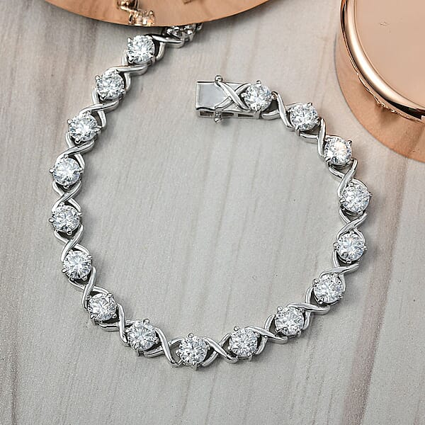 Shop Lc D'Joy Moissanite 9.00 Ctw XOXO Bracelet In Rhodium Over Sterling Silver (7.25 In)