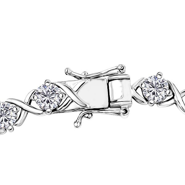 Shop Lc D'Joy Moissanite 9.00 Ctw XOXO Bracelet In Rhodium Over Sterling Silver (7.25 In)