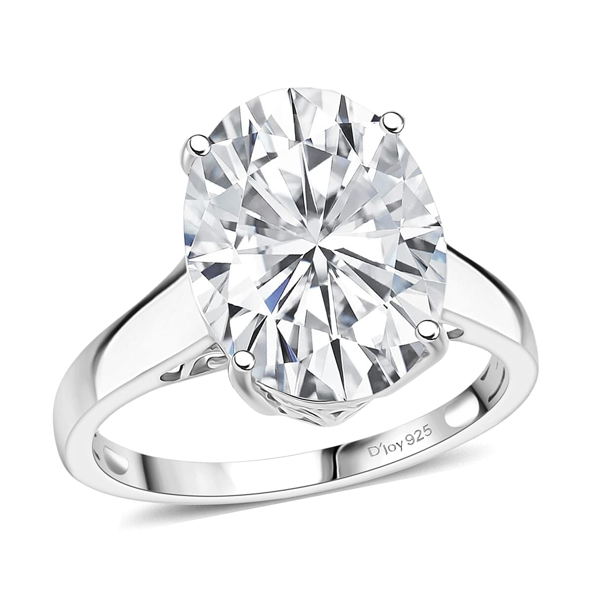 shop lc D'Joy Moissanite 9.90 ctw Eternal Solitaire Ring in Rhodium Over Sterling Silver