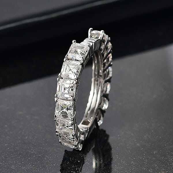 Shop Lc D'Joy Moissanite Band Ring In Rhodium Over Sterling Silver 3.35 Ctw
