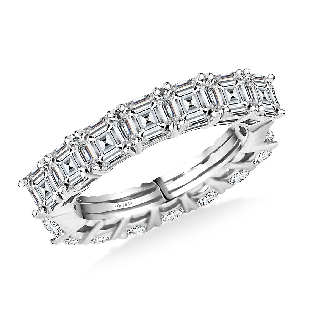 shop lc D'Joy Moissanite Band Ring in Rhodium Over Sterling Silver 3.35 ctw