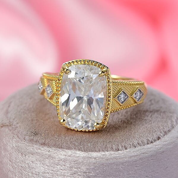 Shop Lc D'Joy Moissanite Celebrity Ring In 18K Vermeil YG Over Sterling Silver 7.60 Ctw