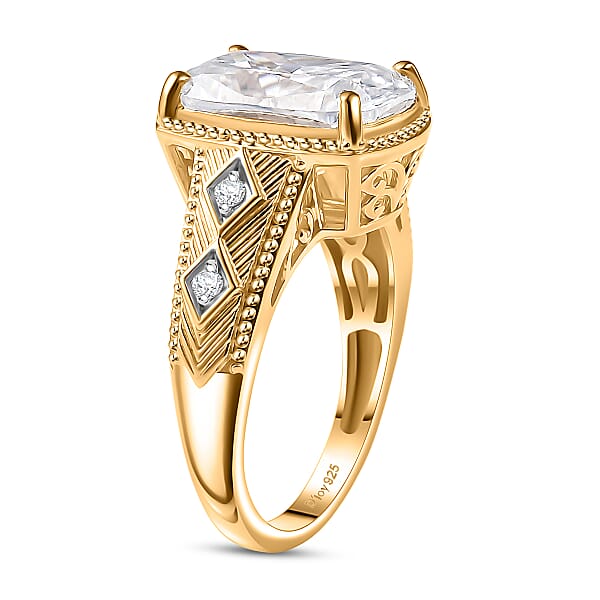 Shop Lc D'Joy Moissanite Celebrity Ring In 18K Vermeil YG Over Sterling Silver 7.60 Ctw