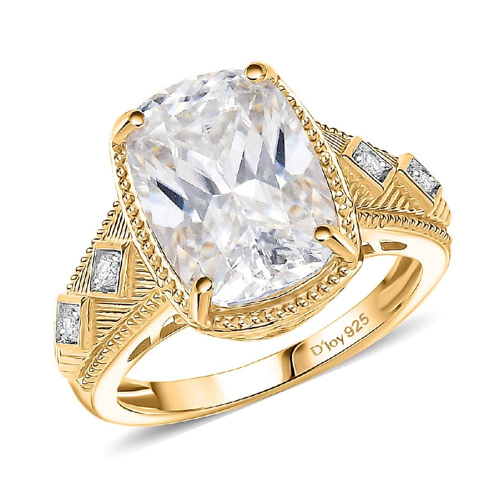 shop lc D'Joy Moissanite Celebrity Ring in 18K Vermeil YG Over Sterling Silver 7.60 ctw