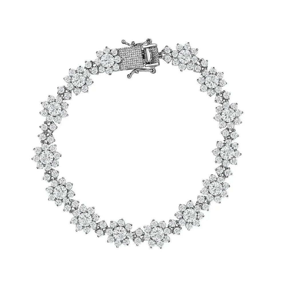 shop lc D'Joy Moissanite Floral Bracelet in Rhodium Over Sterling Silver Moissanite Jewelry Birthday Anniversary Gift For Her (6.50 In) 10.60 ctw