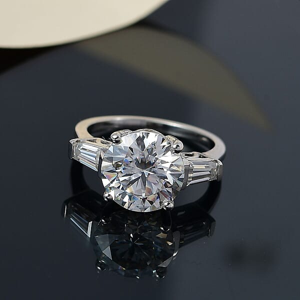 Shop Lc D'Joy Moissanite Heart & Arrow Cut Ring In Rhodium Over Sterling Silver 3.90 Ctw