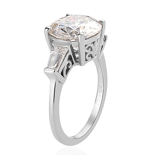 Shop Lc D'Joy Moissanite Heart & Arrow Cut Ring In Rhodium Over Sterling Silver 3.90 Ctw