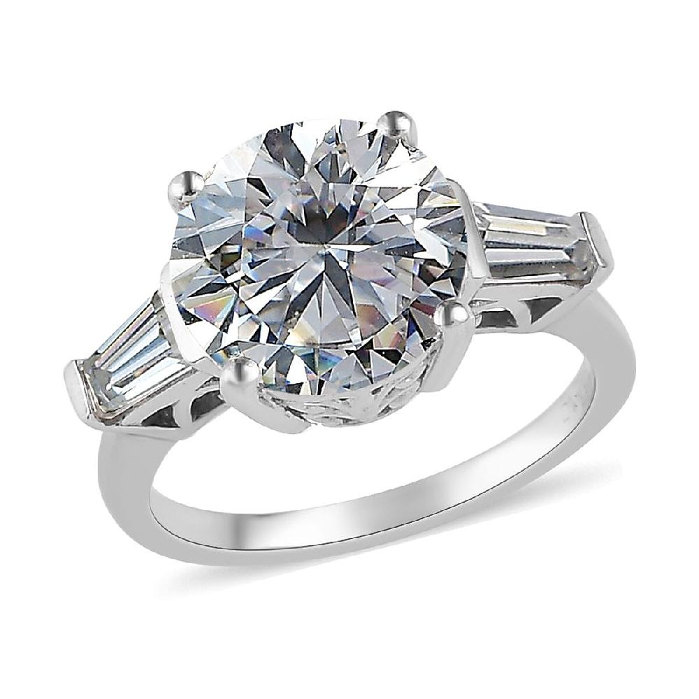 shop lc D'Joy Moissanite Heart & Arrow Cut Ring in Rhodium Over Sterling Silver 3.90 ctw