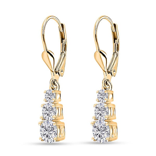 Shop Lc D'Joy Moissanite Lever Back Earrings In Vermeil YG Over Sterling Silver 1.50 Ctw