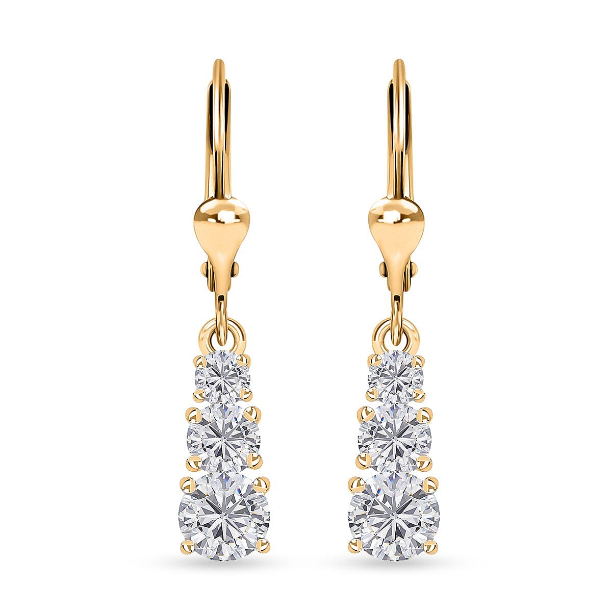 shop lc D'Joy Moissanite Lever Back Earrings in Vermeil YG Over Sterling Silver 1.50 ctw