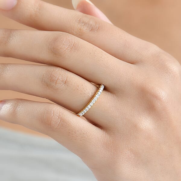 Shop Lc D'Joy Moissanite Ring In 18K Vermeil YG Over Sterling Silver 0.30 Ctw