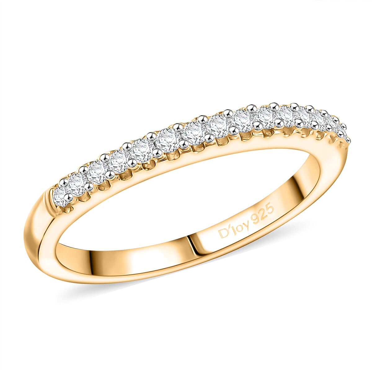 shop lc D'Joy Moissanite Ring in 18K Vermeil YG Over Sterling Silver 0.30 ctw