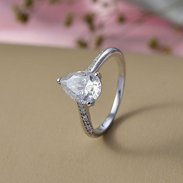 Shop Lc D'Joy Moissanite Ring In Rhodium Over Sterling Silver 2.00 Ctw