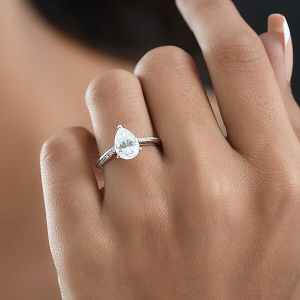 Shop Lc D'Joy Moissanite Ring In Rhodium Over Sterling Silver 2.00 Ctw