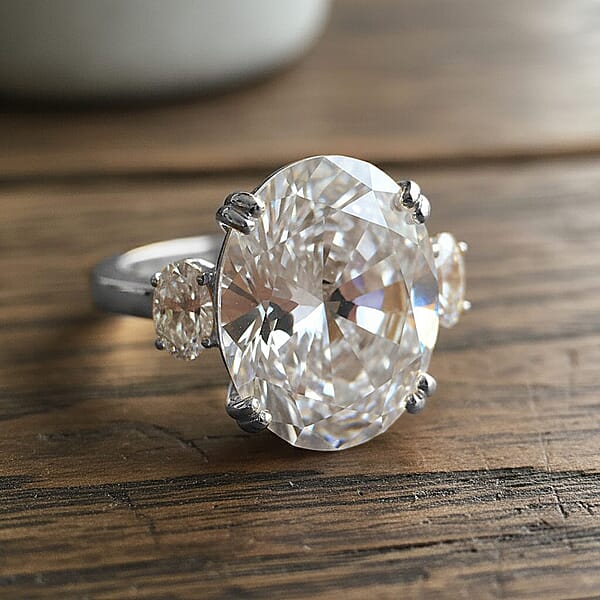 Shop Lc D'Joy Moissanite Ring In Rhodium Over Sterling Silver 10.45 Ctw