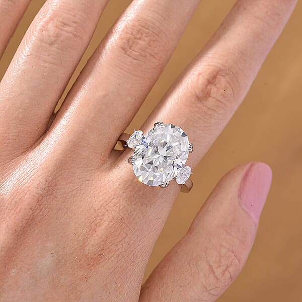 Shop Lc D'Joy Moissanite Ring In Rhodium Over Sterling Silver 10.45 Ctw