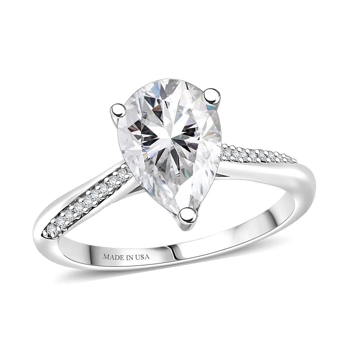 shop lc D'Joy Moissanite Ring in Rhodium Over Sterling Silver 2.00 ctw
