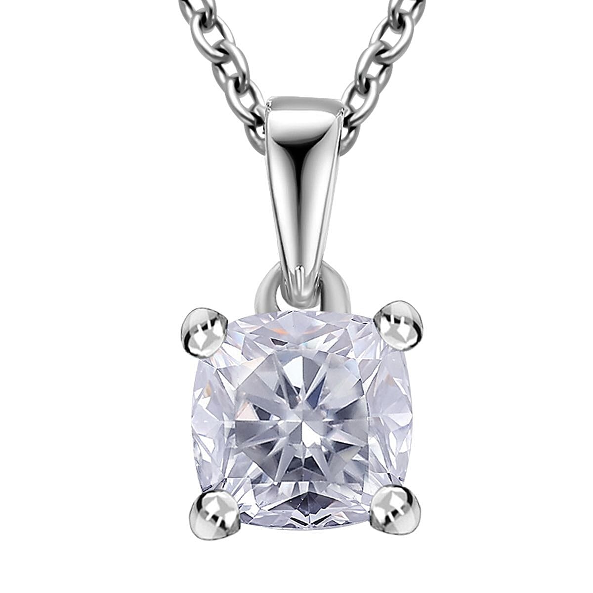 shop lc D'Joy Moissanite Solitaire Pendant Necklace in Platinum Over Sterling Silver 1.00 ctw (20 Inches)