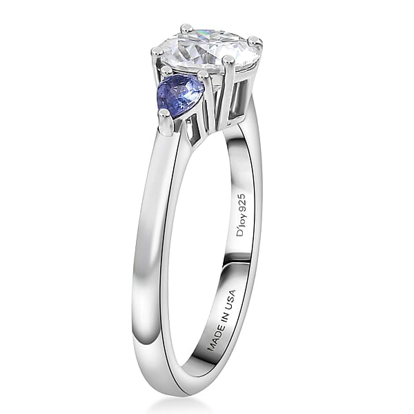 Shop Lc D'Joy Moissanite Tanzanite Ring In Rhodium Over Sterling Silver 1.60 Ctw