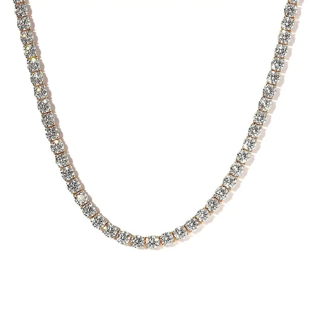 shop lc D'Joy Moissanite Tennis Necklace 18 Inches in Vermeil Yellow Gold Over Sterling Silver 37.00 ctw