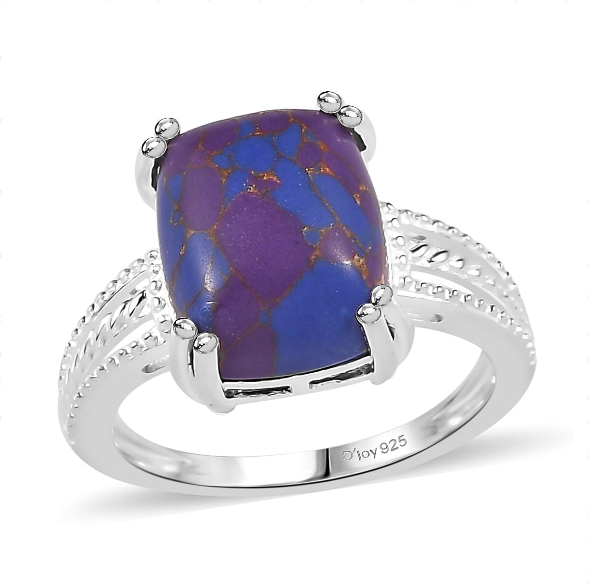 shop lc D'Joy Mojave Purple Turquoise 4.25 ctw Solitaire Ring in Sterling Silver