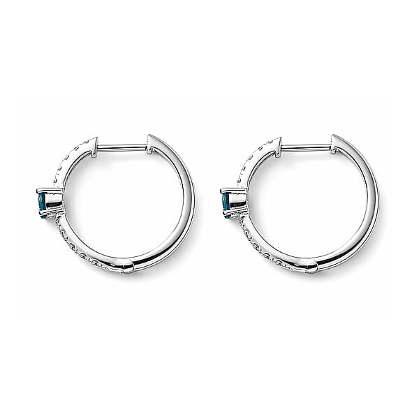 Shop Lc D'Joy Monte Belo Indicolite And Moissanite 0.90 Ctw Starlit Arc In Night Sky Earrings In Rhodium Over Sterling Silver