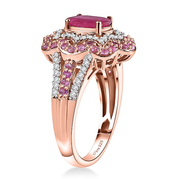 Shop Lc D'Joy Montepuez Ruby And Multi Gemstone 2.75 Ctw Ring In 18K Vermeil Yellow Gold Over Sterling Silver