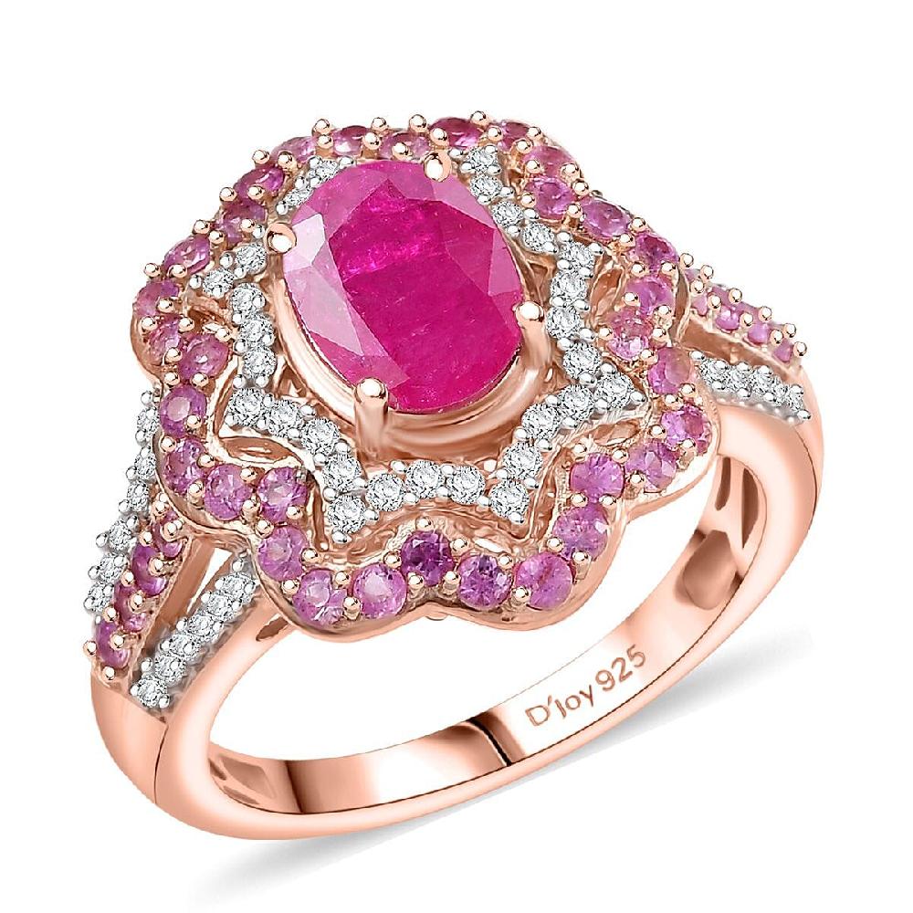 shop lc D'Joy Montepuez Ruby and Multi Gemstone 2.75 ctw Ring in 18K Vermeil Yellow Gold Over Sterling Silver