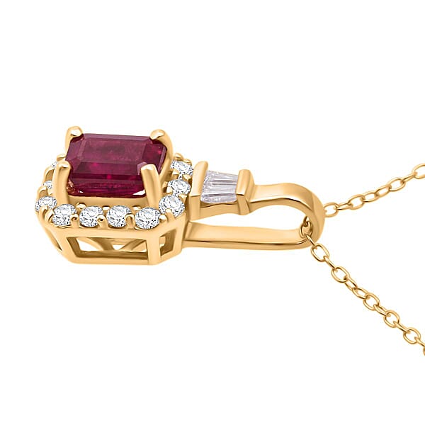 Shop Lc D'Joy Montepuez Ruby Moissanite Pendant Necklace In 18K Vermeil YG Over Sterling Silver 1.00 Ctw (20 Inches)