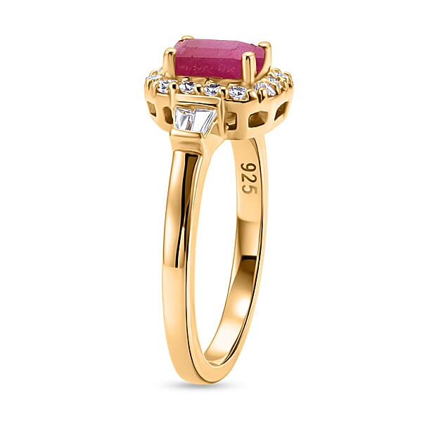 Shop Lc D'Joy Montepuez Ruby Moissanite Ring In 18K Vermeil YG Over Sterling Silver 1.00 Ctw