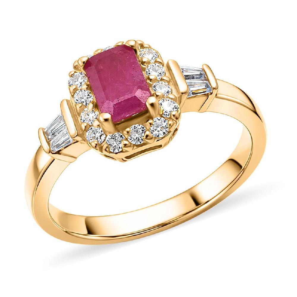 shop lc D'Joy Montepuez Ruby Moissanite Ring in 18K Vermeil YG Over Sterling Silver 1.00 ctw