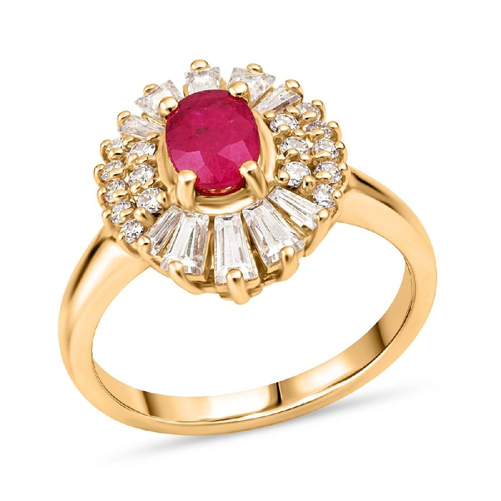 shop lc D'Joy Montepuez Ruby Moissanite Ring in 18K Vermeil YG Over Sterling Silver 2.10 ctw