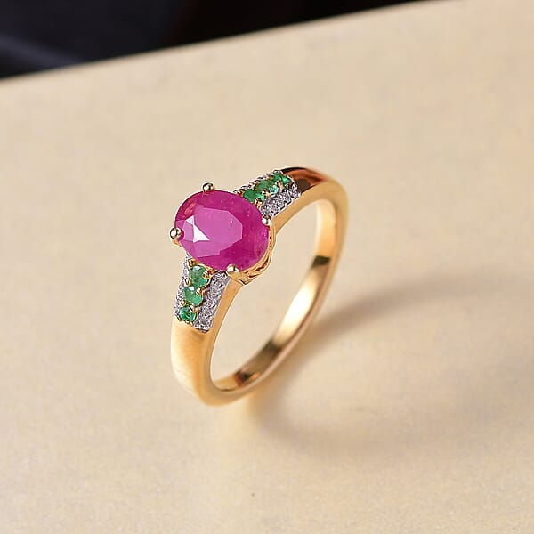 Shop Lc D'Joy Montepuez Ruby Multi Gemstone Ring In 18K Vermeil YG Over Sterling Silver 1.90 Ctw