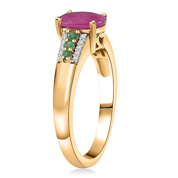 Shop Lc D'Joy Montepuez Ruby Multi Gemstone Ring In 18K Vermeil YG Over Sterling Silver 1.90 Ctw