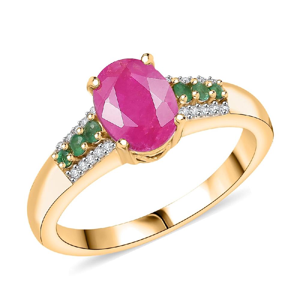shop lc D'Joy Montepuez Ruby Multi Gemstone Ring in 18K Vermeil YG Over Sterling Silver 1.90 ctw