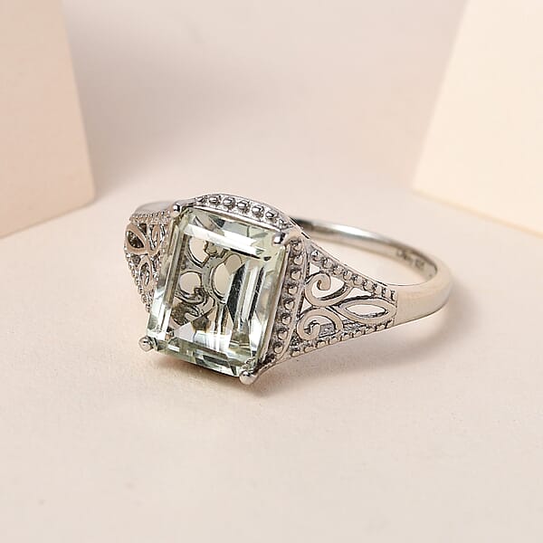 Shop Lc D'Joy Montezuma Prasiolite 3.25 Ctw Solitaire Ring In Platinum Over Sterling Silver