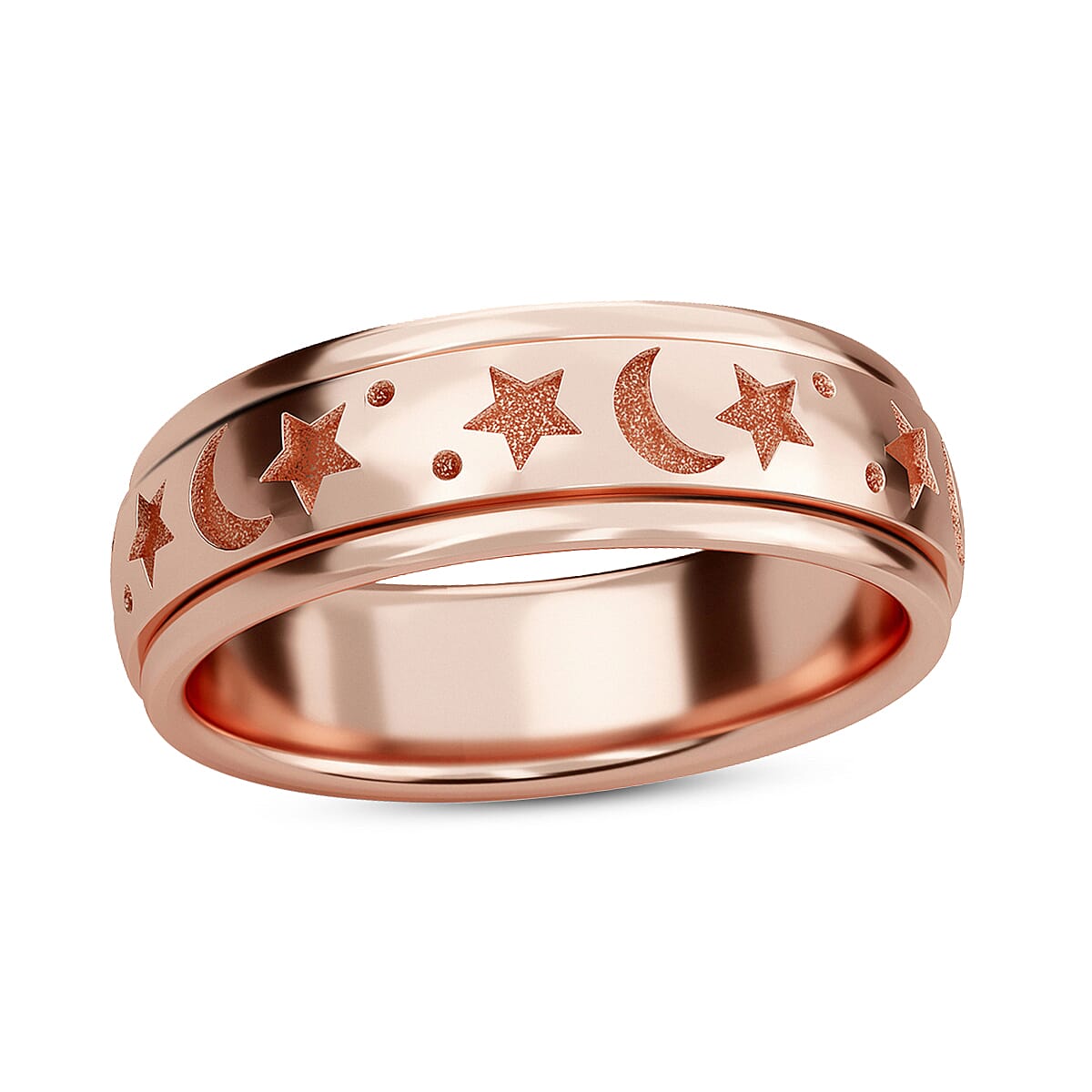 shop lc D'Joy Moon star Fidget Spinner Ring for Anxiety in Vermeil RG Over Sterling Silver 4.50 Grams
