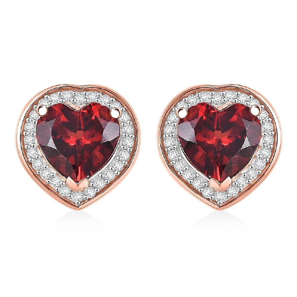 shop lc D'Joy Mozambique Garnet and Moissanite 3.00 ctw Heartfire Glow Earrings in 18K Vermeil Rose Gold Over Sterling Silver