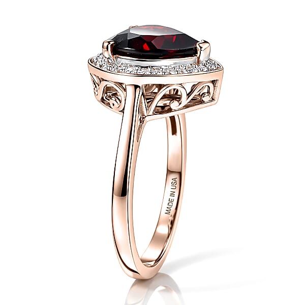 Shop Lc D'Joy Mozambique Garnet And Moissanite 3.90 Ctw Heartfire Glow Ring In 18K Vermeil Rose Gold Over Sterling Silver